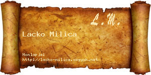 Lacko Milica névjegykártya