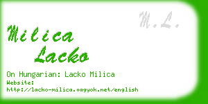 milica lacko business card
